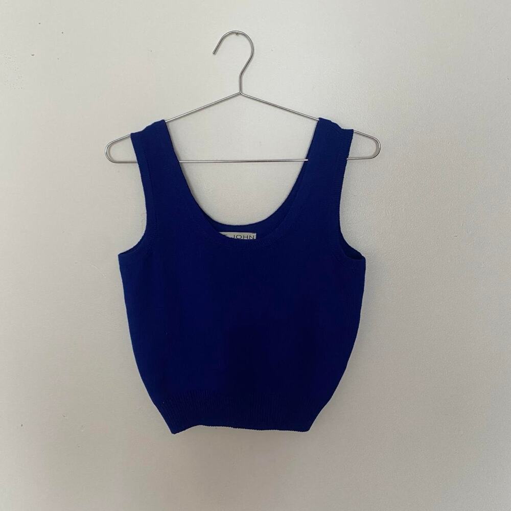 VTG Blue Knit Cropped Tank Women's Small